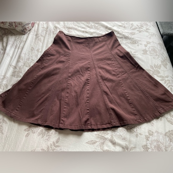 Y2K Brown Pleated Denim Skirt 10 Goblincore Fairycore Whimsical Cottage Boho VTG - Picture 3 of 6